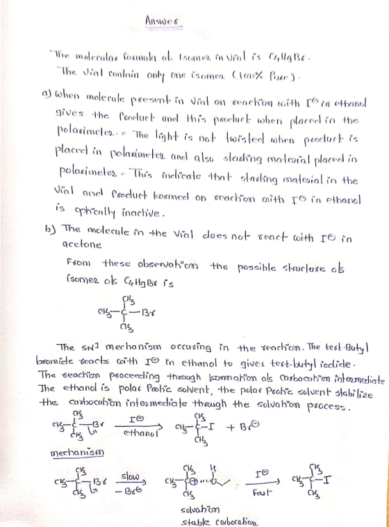 Auswer le molecular formula ol150mm), in Vrolis Collare The vial contain only one isome, (100% Puer) a) when molecule presen