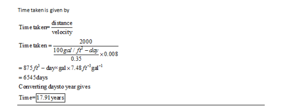 Time taken is given by Time taken Time taken = 100gaLE-day × 0.008 distance velocity 2000 0.35 -6545days C onverting daysto y