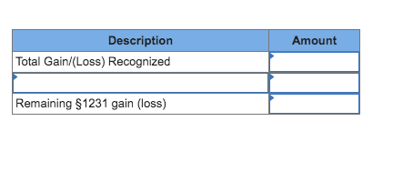 Amount Description Total Gain/(Loss) Recognized Remaining $1231 gain (loss)