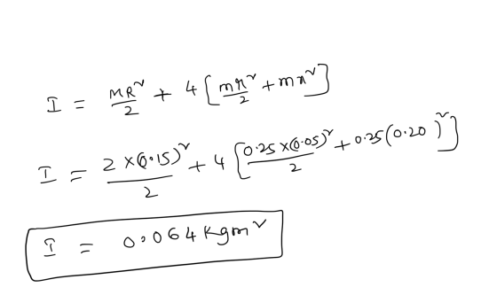 I = mga + 4 (mpur many cro2s x0-05)*+0.25(0:20 2 *0.15) +41 - 2 I = , T4 (1 = 00064 Kgmy CI