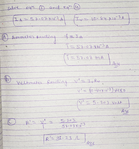 Selve ogn 0 and egn (4). IA=57.07X103A Iv - 10.84 X10 3A @ Ammeton peading - IA I = 57.07X103A i = 57.07 MA Veltmeter Reiding