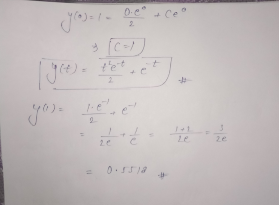 0 ) = 1 = 0.00 A Y(O) = ? 2 tet te 2 | 96 you i els é 2 1+2 céu به ام ce ze e 0.5518 #