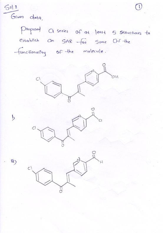 Soli Given data, Pooposed establish functionality a series an SAR of the of at least 5 for some molecule. Structures to of th