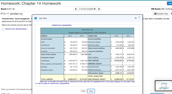 Save Homework: Chapter 14 Homework Score: 0 of 1 pt P14-11 (similar to) 5 of 9 (0 complete) HW Score: 0%, 0 of 9 p Question H