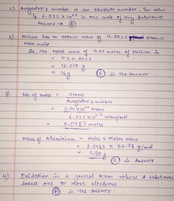i)Avagadros number is is 6.022 x l023 in om absouute number. The value surstance Onne motle Ans wer Melium has om atemic man