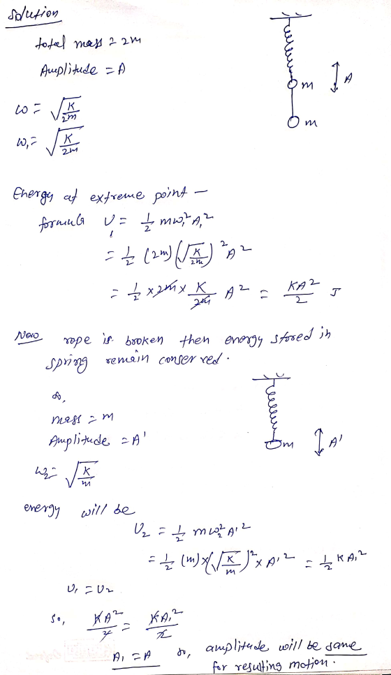 solution to feel mass 22m furen Amplitude - ser D con om W, K 2m 2 Energo ad extreme point formule U= ₂mw,A,2 Ź (2m) N = 2x2m