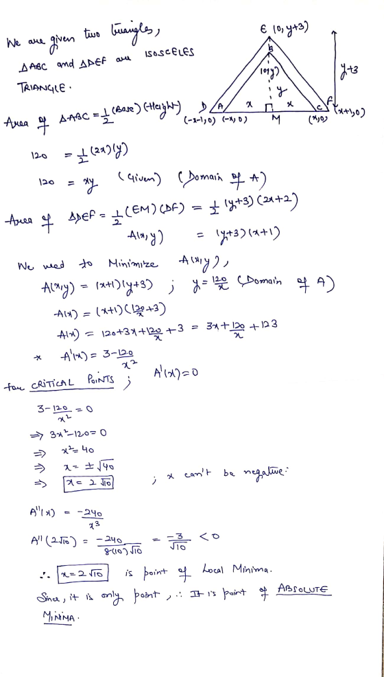 € 10,4+3) We are given two brangles, IsoSCELES A ABC and ADEF au 4+3 TRIANGLE y A_^ * Ama SABC = (Base) theight), (-x-1,0) (-