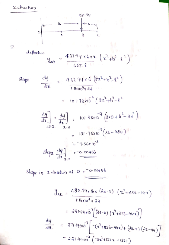 2 dlicctos 432.94 16 B 22 deflochen 432-94 x6x* (x2+b?_e?) Yoo GET I Slope dy da 432.94 x6 (3x2+62-29) 1.16x10x ad 101.78x16