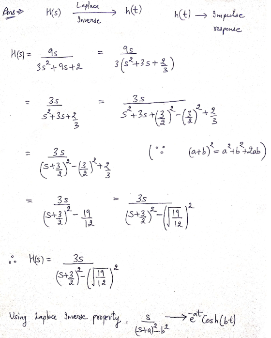 Ameses Mes esame > het) ACE) > Impulse response 315+3 5+ 35 orim at entre outro 103 (oney - ) IS +31 - Using Laplace Inverse