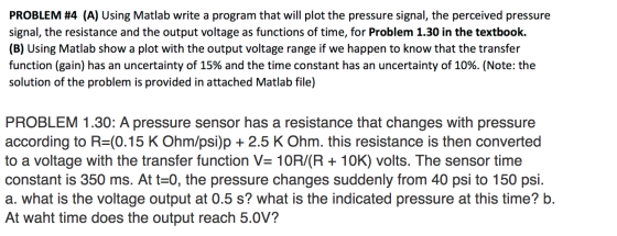Using Matlab write a program that will plot the pr