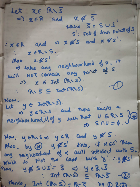 Let ne Rie = UER and a€ 5. where š=sus s: Set g limit point of :RER and = NES and xes. : NERIS. Also xes take any neighbour