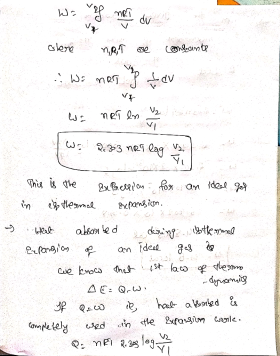 colere not be constante .: We mer og tar We noi en W. 2.33 net lag uz ~ This is the expression for an ideal gel in if thermal