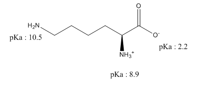 H2N pKa : 10.5 O pka : 2.2 NH3* pKa : 8.9