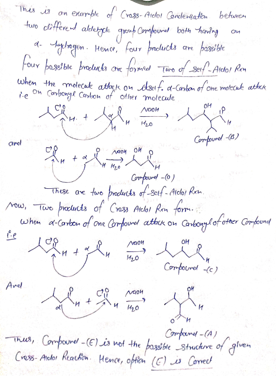 си 9- are This is an exermble of Cross-Aldot Condensation between two different alderycle group compouned both having hydrog