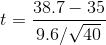 38.7 – 35 t = 9.6/V40