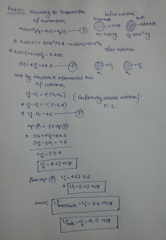 Port(a) H ball 2 Kg => 0,064, +0.080, = 0.492 30+49 -34.6 12 According to Congorbation before callision. of momentum, Tennis