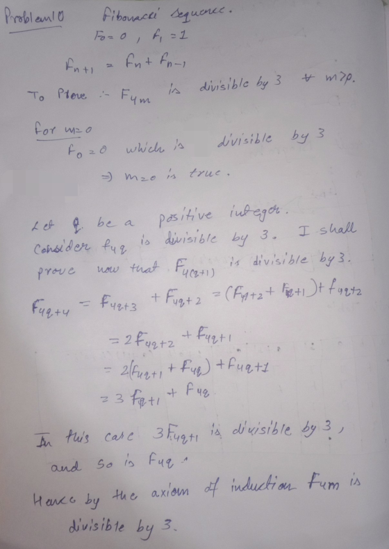 Problem! Fibonacci Sequence. - Foro, fa 1 fut a fut food To Prove - Fun is divisible by 3 & map. for we WO Fozo which is divi