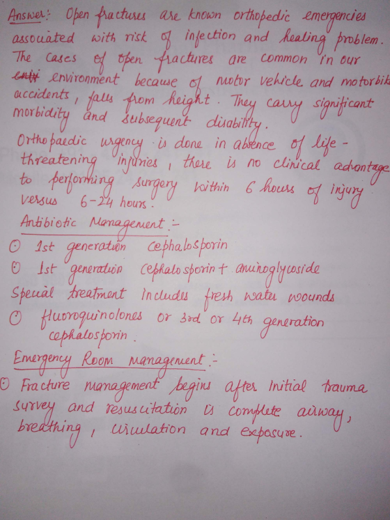 Answer: Open hactusu ase known orthobedic emergencies assouated with nk The Cascs inje ction and hoaing problem actures are C
