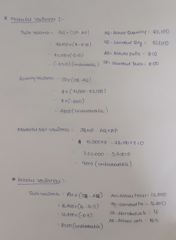 * Material voulances in Reice vaiance - AQ*(SP-AP) AQ - Actual Quantity: 42,100 42,100x (8-8.10) SQ - Standud Qty = 4,500 42.