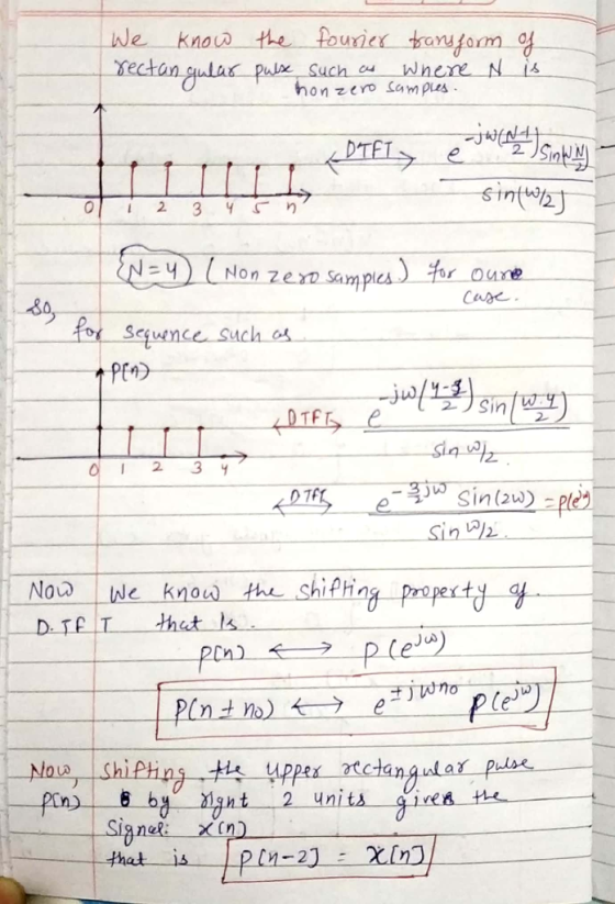 We know the fourier transform of rectangular pubs such.com Where N is honzero samples. (DTFT e I SinWin sintw/2) 0 1 2 3 4 5n