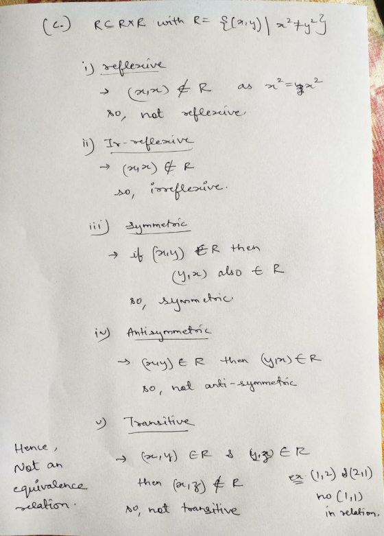 RCRAR with R- ECa) () eive as Nonot ferive feemive I (24)R y mmetnic y) R then , also e R iAntiay metic than ymR uye R so, na