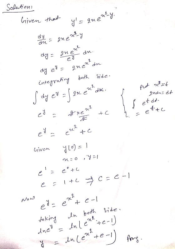 = que ny. an= anenay dy ener² dn. ey dn dy ey anene both side. integrating put azt quduzdt S dy ed = f 2x 22h disc. B s etdt.