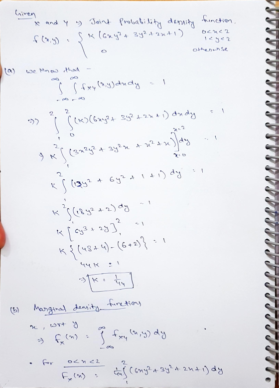 function, hiren x and y » Joint probability density f(ny) SK (Gr y² + 3y² + anti) ocncz 12 yea otherwise we know that 1 s sfx