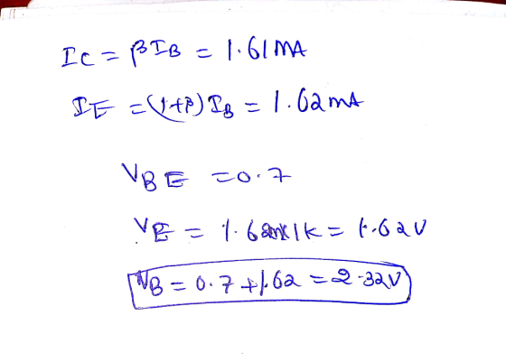 Ic=BIB 1.GIMA IE (+B) Ig = 1.0amt VBE ㅋ Ve=16anlk=t-Gau NB = 0.7+162 =2-320