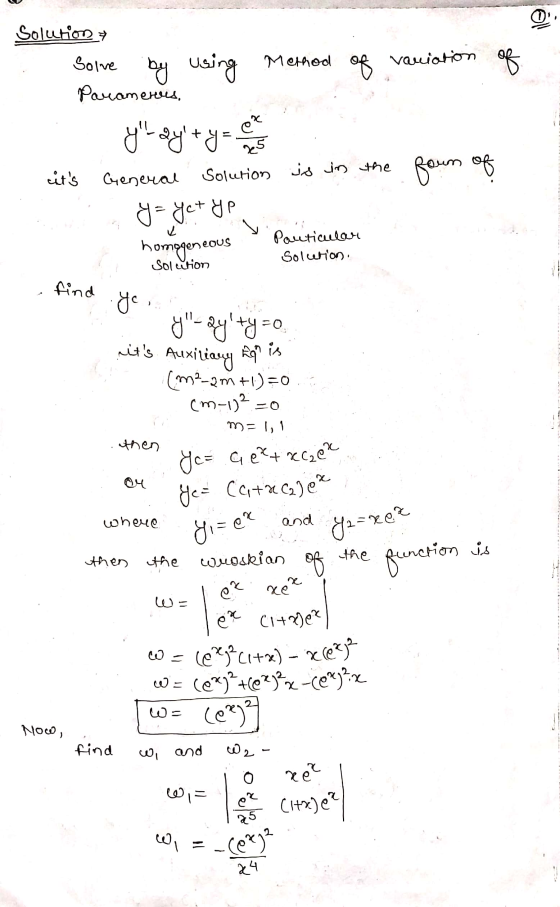 Solution 7 ell Solve by Method Veuiation of by using of Parameroes, y-ay + y = x its is in the General Solution form of y