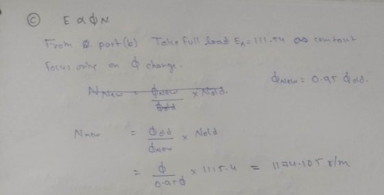 • ERON From 8. part (6) Take full load EA = 111 tu as contant focus only on & change. drew= 0.95 dold. क रावट. Nnew = dold &