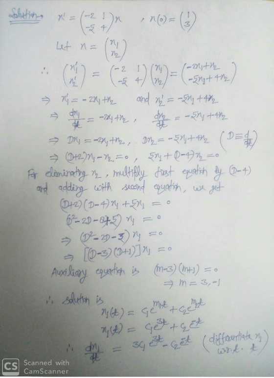 slution X = (-2 ) 1-5 4 Let n = ) 2 1-5 4/22/- (-50g +472/ » Nů = -22, the and a = -5 01 +4012 dy = -24 the due = -5h, the >