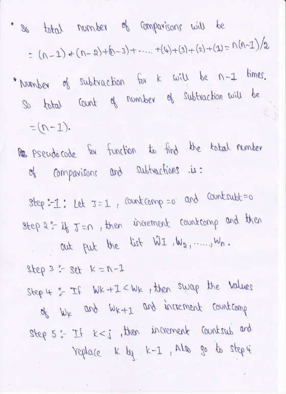 so total number of comparisons will be =(n-1)+(n-2)+6–3) +--... +(4)+(3) + (2)+(1) = n(n-1)/2 • Number of So total subtractio