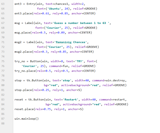 63 64 ent3 = Entry(win, text=chancesi, width=2, font=(Ubuntu, 24), relief=GROOVE) ent3.place(relx=0.61, rely=0.85, anchor=C