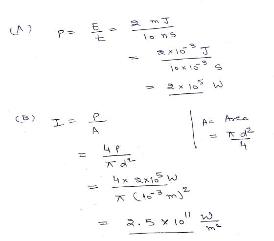 - 2 m - (A) J p = Ę - 3 . ax103 J |ox )6° 9 = 2 x 105 W ® IP Az Area ele A - ilk 4 p. ī d² . 4 xqx105 W . T (16-3 mj2 k llw =
