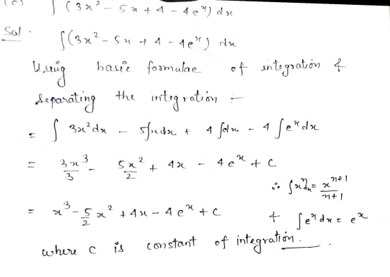 1 ( 3*?-53 + 4 - 4 ) di se Sol : Separating the u da + |(332-5 suf 4 - 46) da Umie basic formulae of integration & the inte
