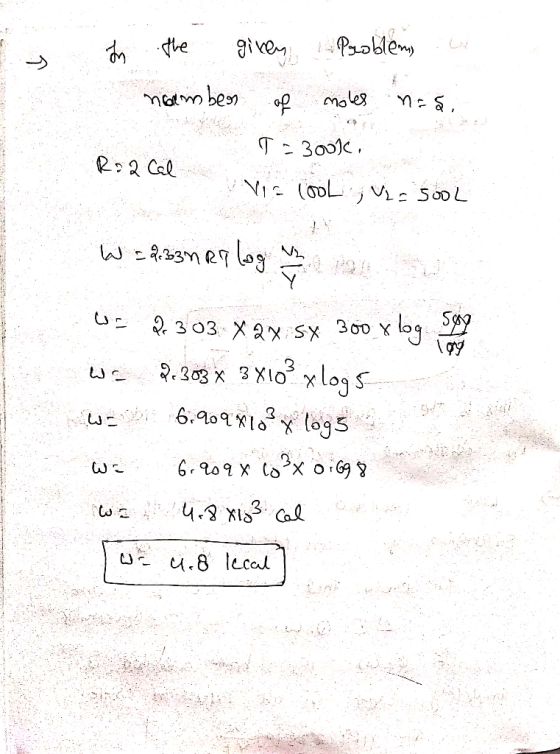 I s In the given Problem mdb29) sg ale8 ทะ , 1 = 30016, Ro2 Cal he lool V2=SOOL (о - 2ъзм eq log из U- 2303 X 2x sx 300 x log
