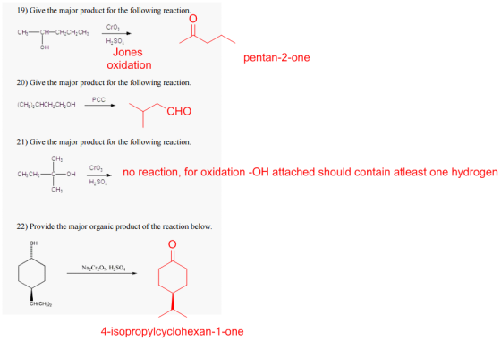 19) Give the major product for the following reaction, CrO CHCH-CH:CH:CH H2S0 OH Jones oxidation pentan-2-one 20) Give the ma