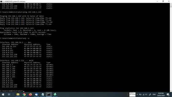UL. C. WINDOWS\system32 cmd.exe 224.0.0.252 01-00-5e-00-00-fc 239.255.255.250 01-00-5e-7f-ff-fa 255.255.255.255 ff-ff-ff-ff-f