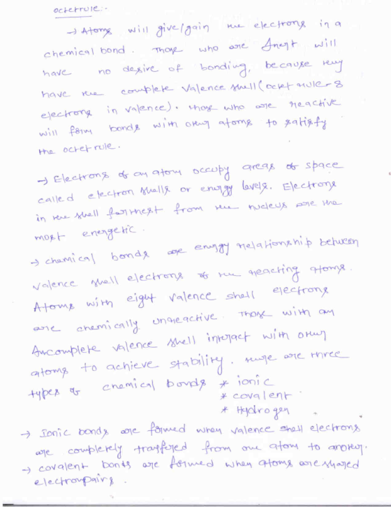 octerrule: - - Atong will give I gain the electrons in a Chemical bond Thoge who are Inest will have no desire of bonding, be