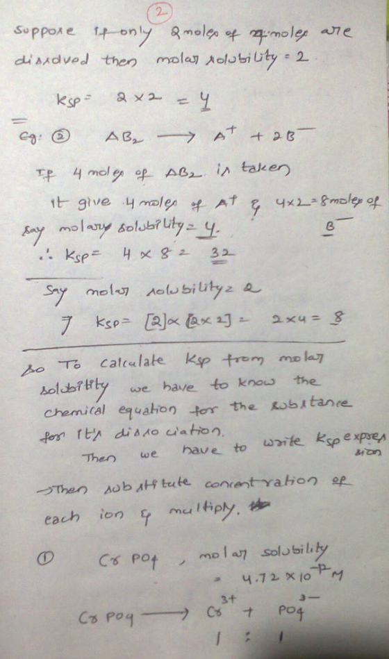 ame dia.dved then mola习Aolobiuty. 2 8 ho To calculake ksp tre we have to knos the hemial equation er the kob tanre. Then we h