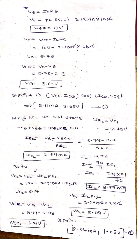 VE = IERE VED ICIRC, =) 2-13.MAXIKO I VE=2-13 Ve= ucc-ICRC = 100- 2-11 160X2kór vez 5-78. cc- ICRC VCE - Uc-VE = 5-78-2-13