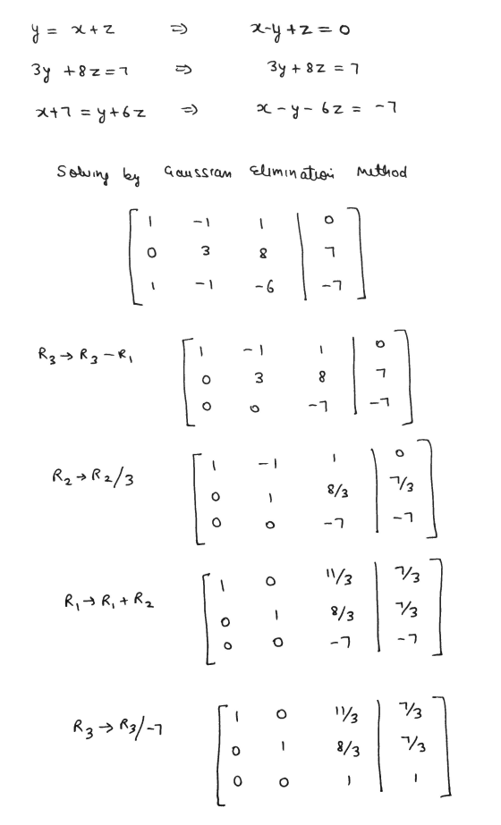 y = y 2 + x E 2-4+2=0 3y +87=7 3y + 82 = 7 +7= =y+62 = ) = 29 -h-30 -7 Solving by Gaussian Elimination method 1 O 0 3 8 ។ -1