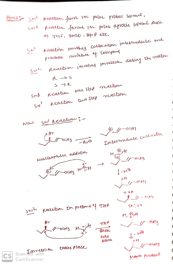 Pome, sast SN2 Realtion furor in polar protecc solvent, Realban favour in polar aprotie solvent as THA, DMSO i DMF etc. such