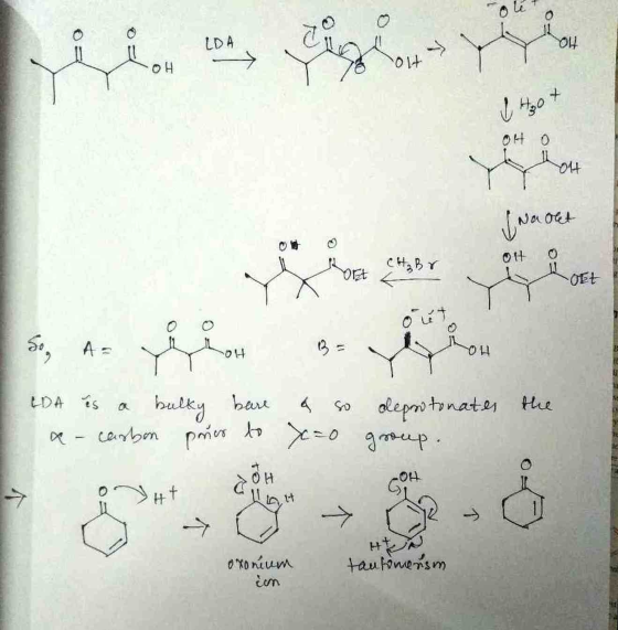 LDA OL OH 017 l Hot OH 0 04 Na olet OH CH₂ Br YEt Det Son Aa -OH 3- bare 4 LDA és bulky x - carbon pines to so olepotonates t