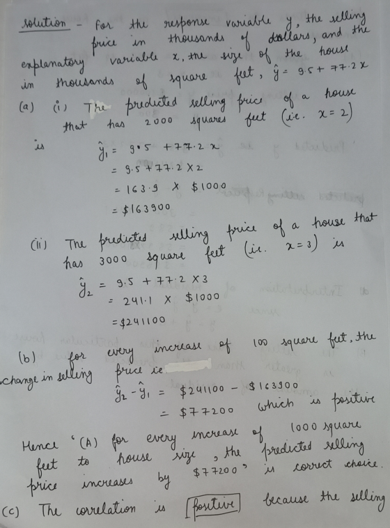 in of dollars, and the house in thousands (a) of a house X = 2) that has 2000 solution for the response variable g. the selli