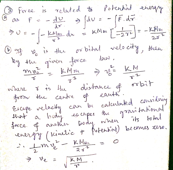 POtenhad ny F.dr fr ee. elated t F as KMm dr kMM 2. 2a vels city bital then Tven erca KM distance of bit whure centre ensiiy