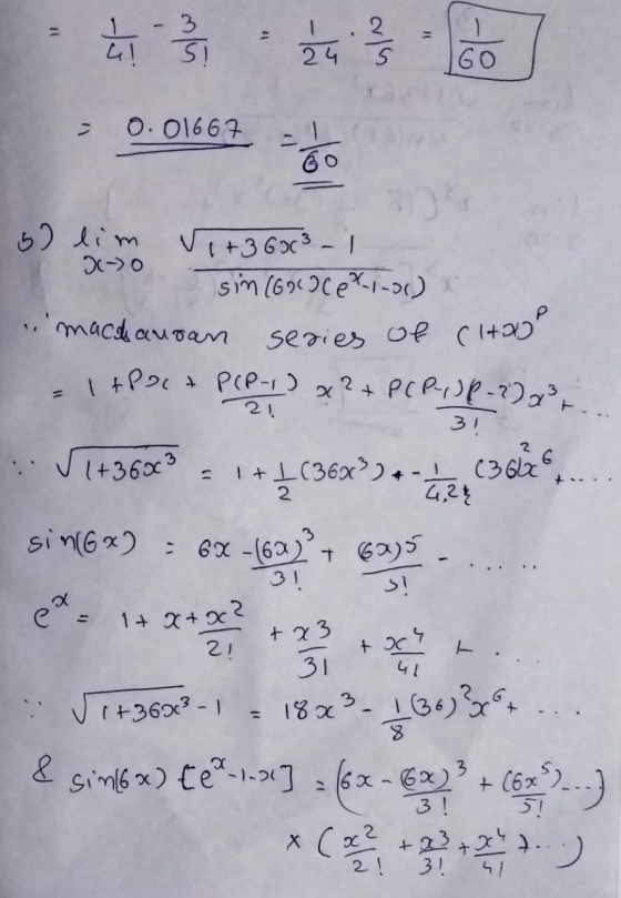 11 2 1 - 3 GI 4 - 23 24 2/3 1 GO 0.01667 -1 60 series of chool = Itec 3! 52 lim Vi+3 60 3 - 1 sin (Goce ²1.0) machauran + P