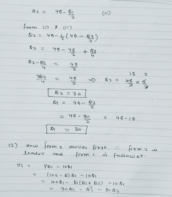 Q2 = 45- Q1 (13) km 2 8 ) Q2 = 45-$14.5 – 22) Q2 = 45 - 45. + 2 302 15 = us =) Q2 = 4 x 4 [Q2=307 Q1 = 45-22 = 45-30 4 5-15 O
