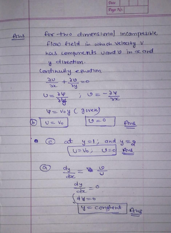 Date Page No. Flow fteld in ssuch Veloc ciaechn ctac ang