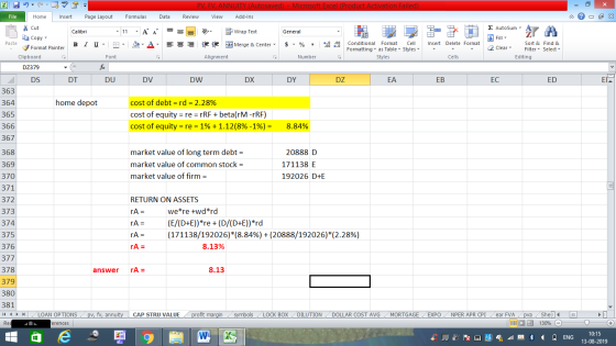 PV, FV, ANNUITY (Autosaved) - Microsoft Excel (Product Activation Failed) Review View Add-Ins Formulas Data - 2x 11 A A = = =